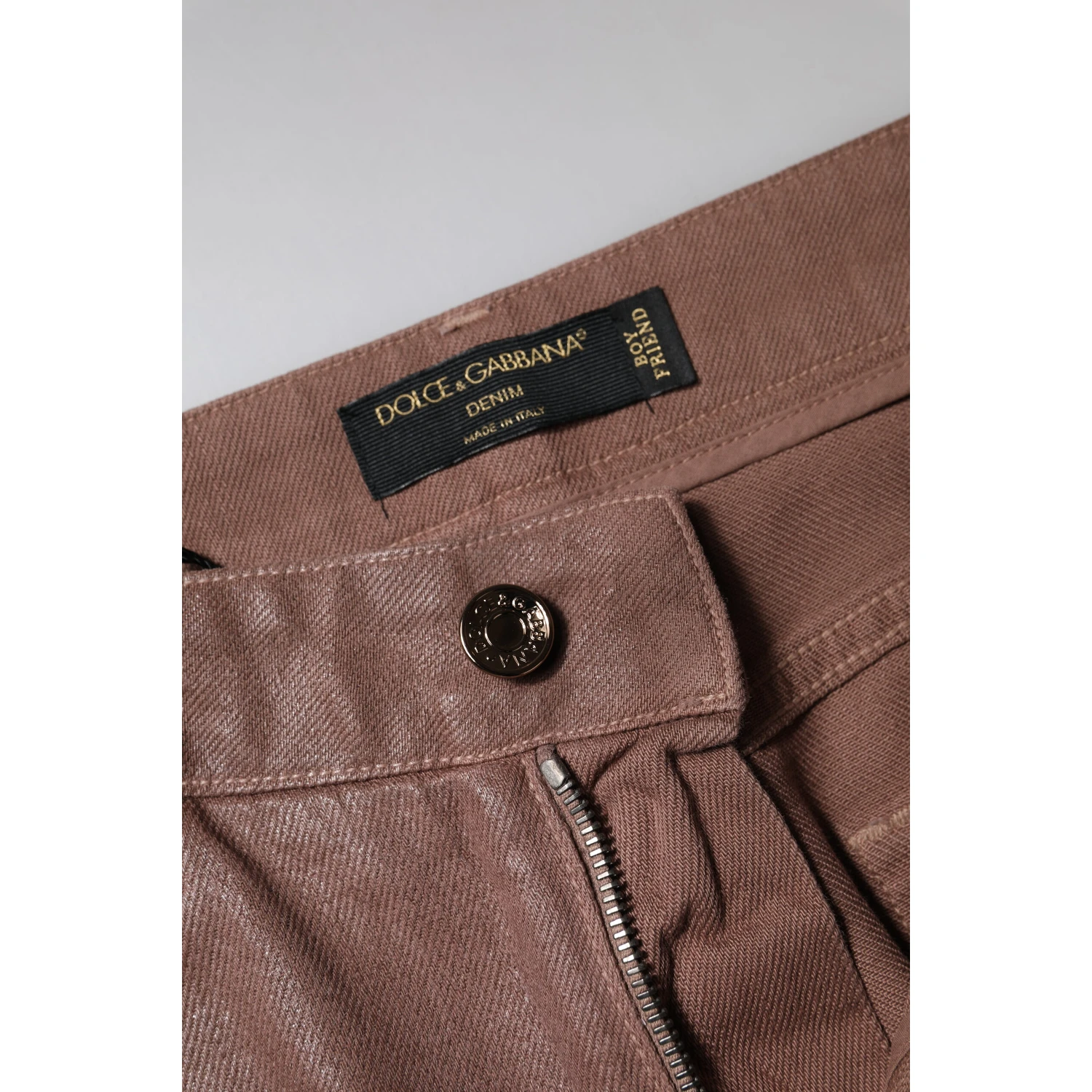 Brown Cotton High Waist Tapered Denim Jeans