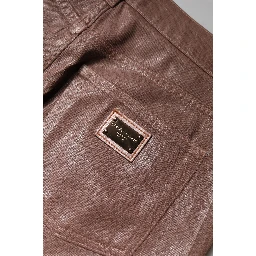 Brown Cotton High Waist Tapered Denim Jeans