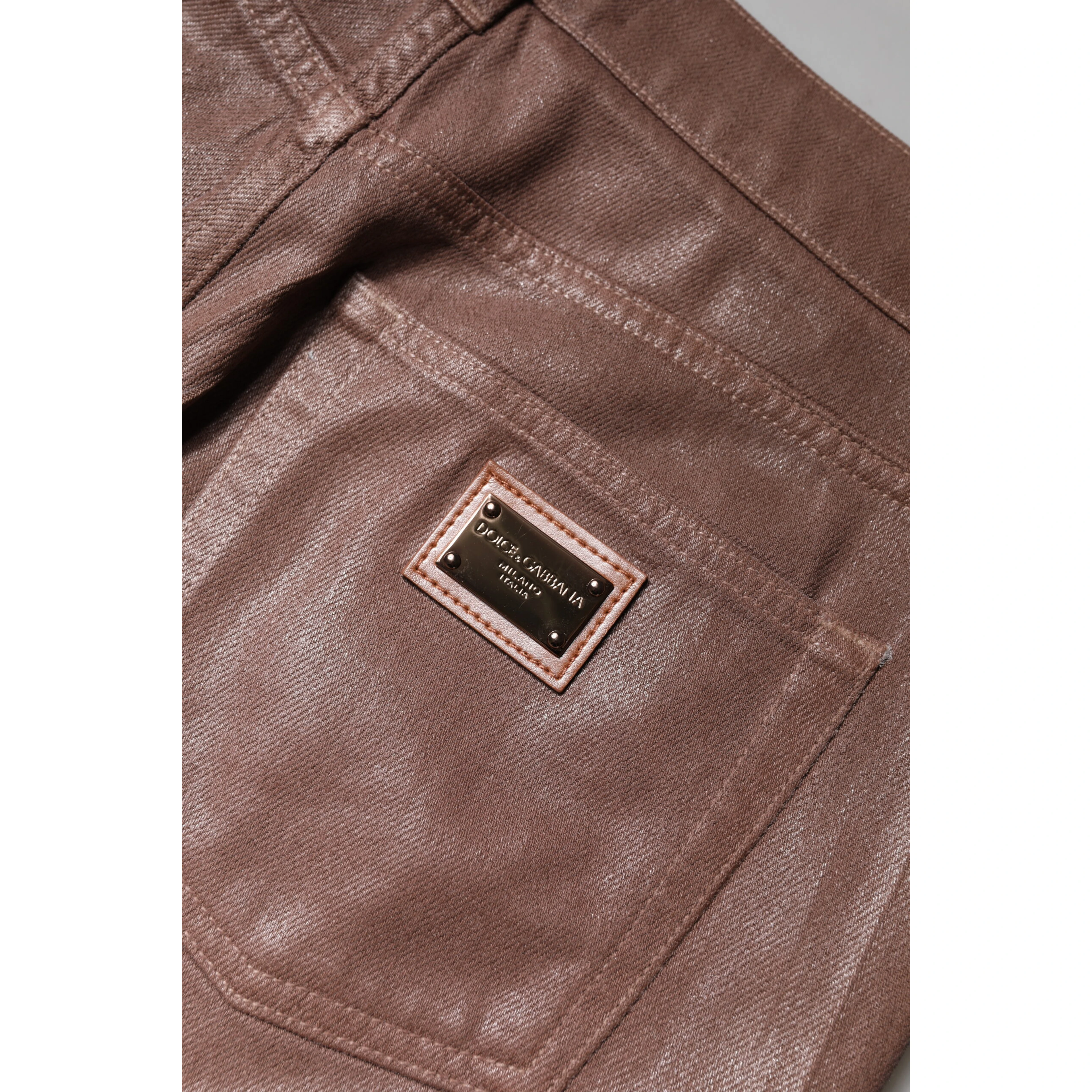 Brown Cotton High Waist Tapered Denim Jeans