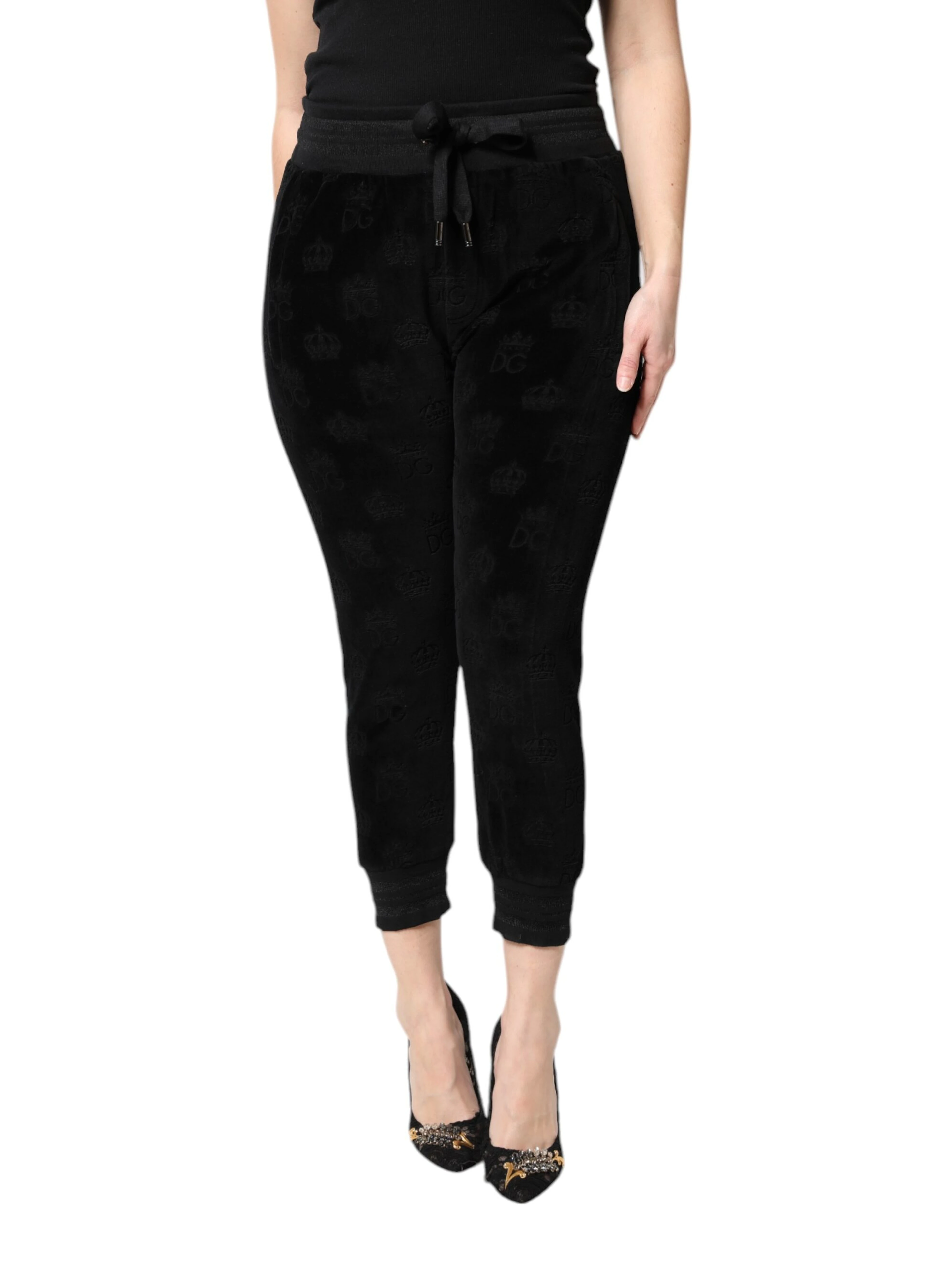 Black All-Over DG Logo Print Jogger Pants