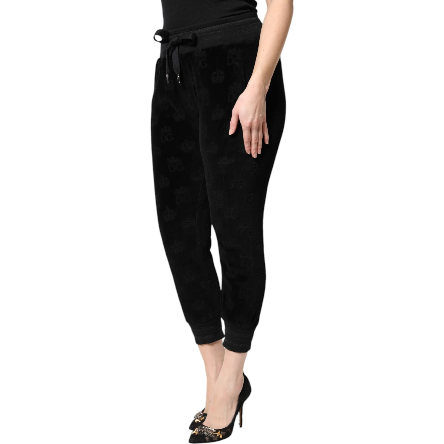 Black All-Over DG Logo Print Jogger Pants