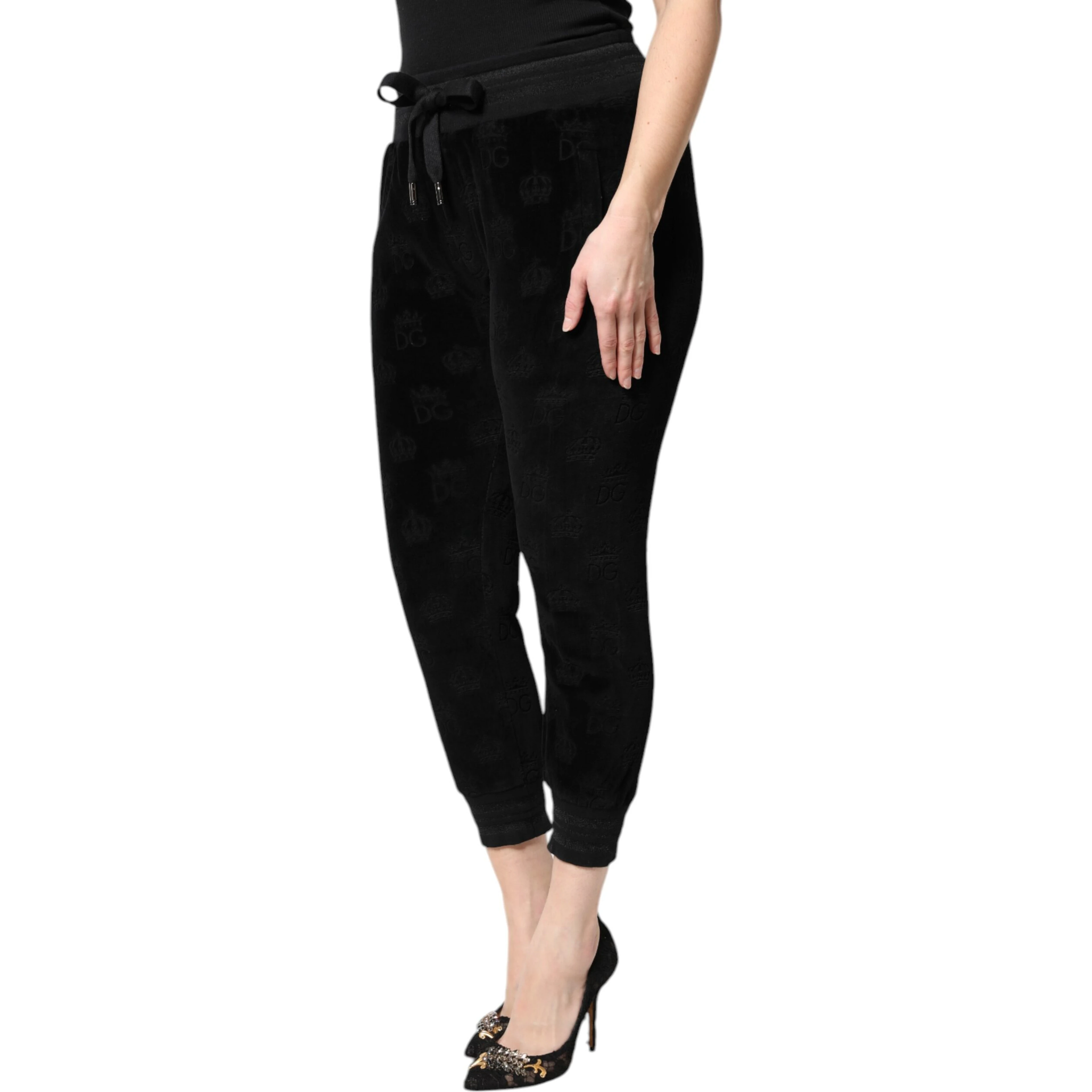 Black All-Over DG Logo Print Jogger Pants