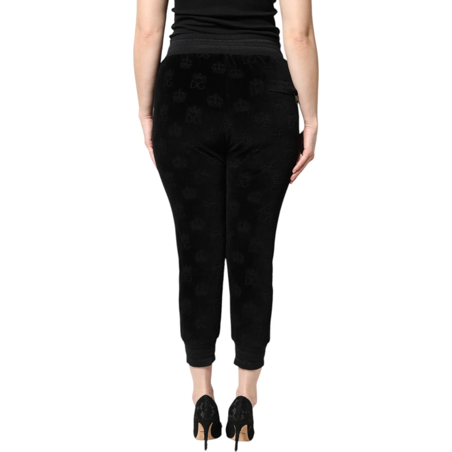 Black All-Over DG Logo Print Jogger Pants