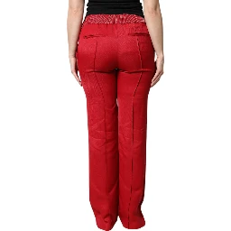 Red Viscose Straight Fit Pants