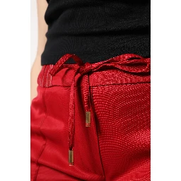 Red Viscose Straight Fit Pants