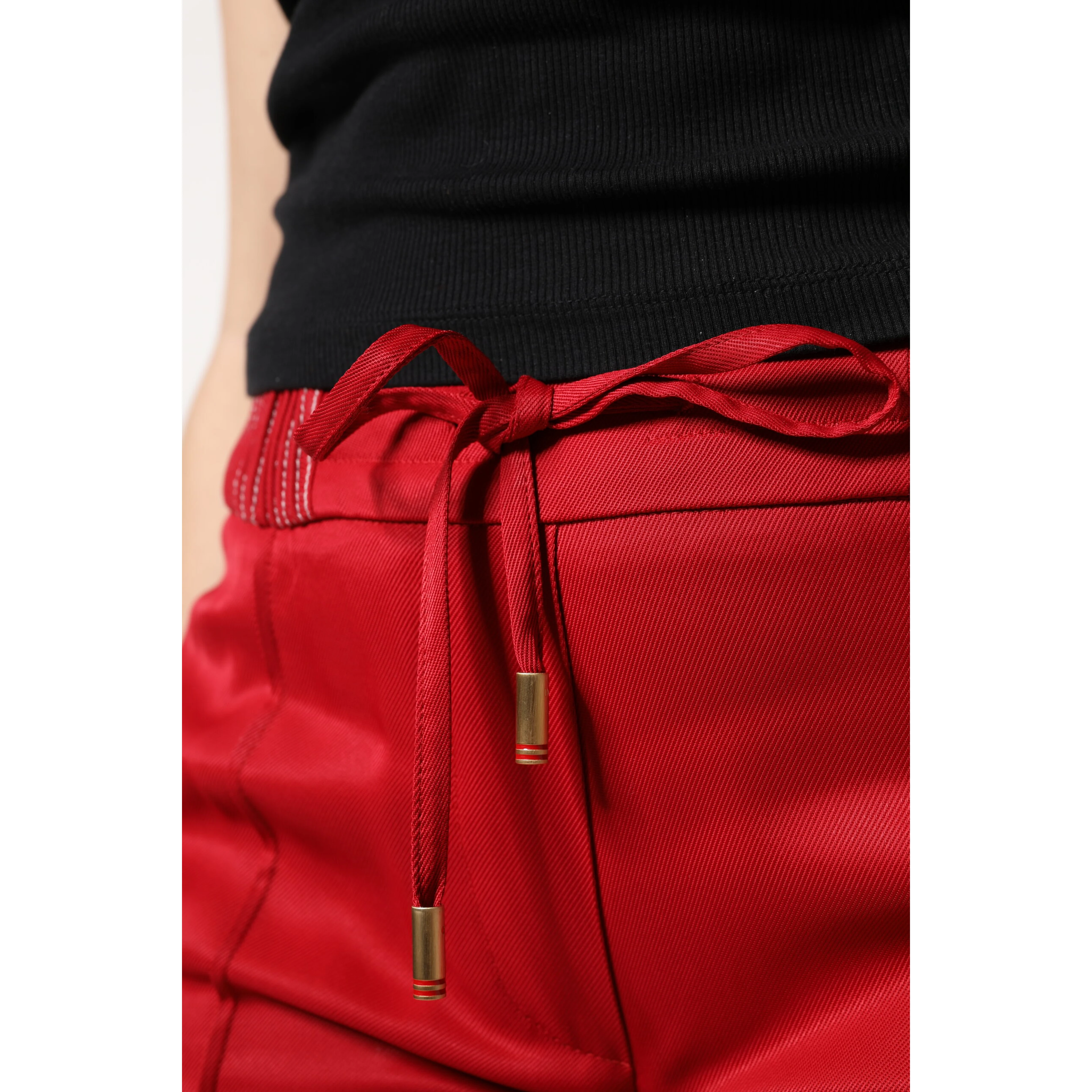 Red Viscose Straight Fit Pants