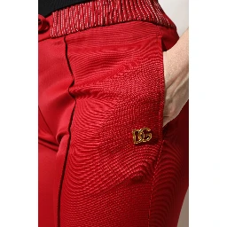 Red Viscose Straight Fit Pants