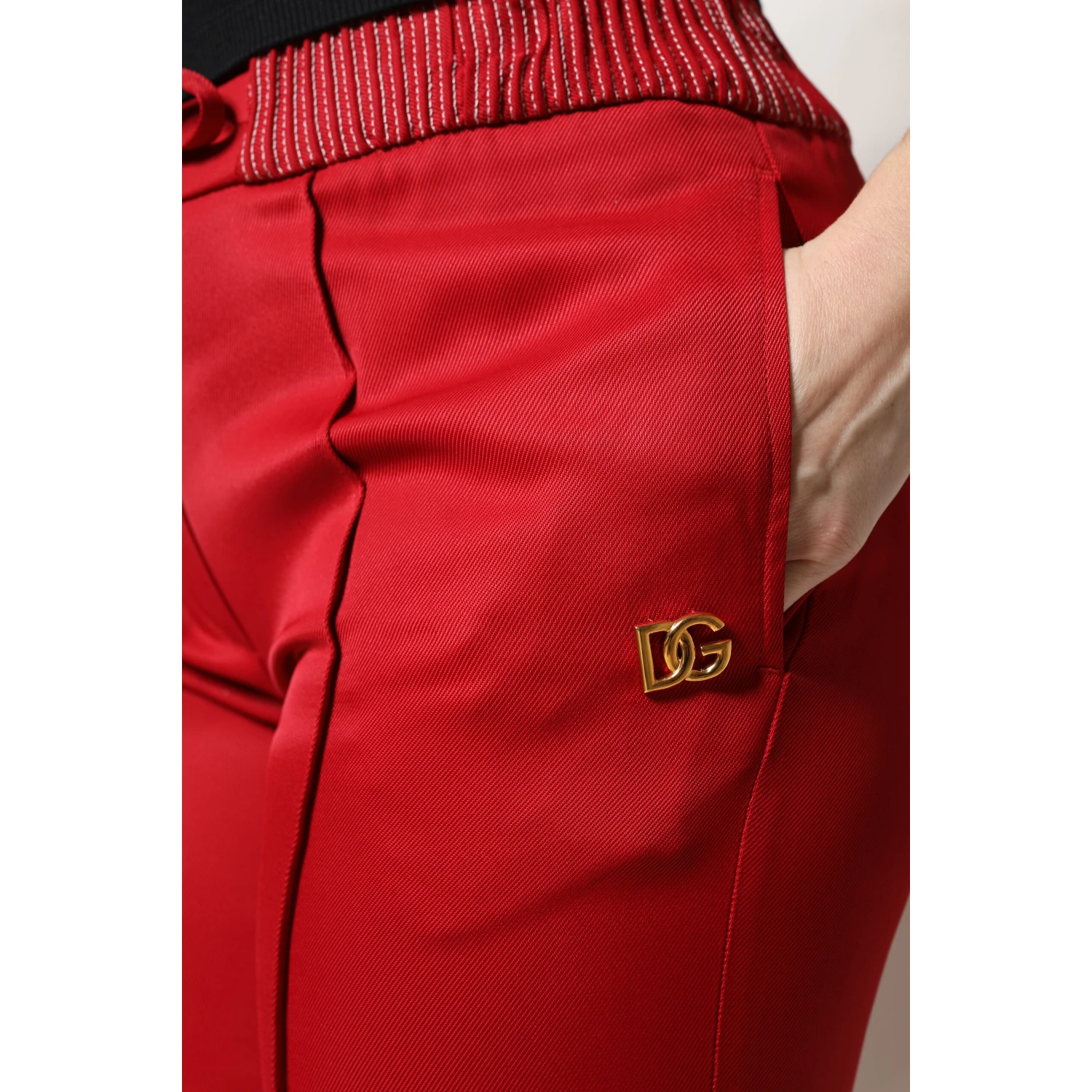 Red Viscose Straight Fit Pants