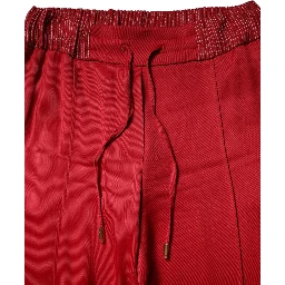 Red Viscose Straight Fit Pants