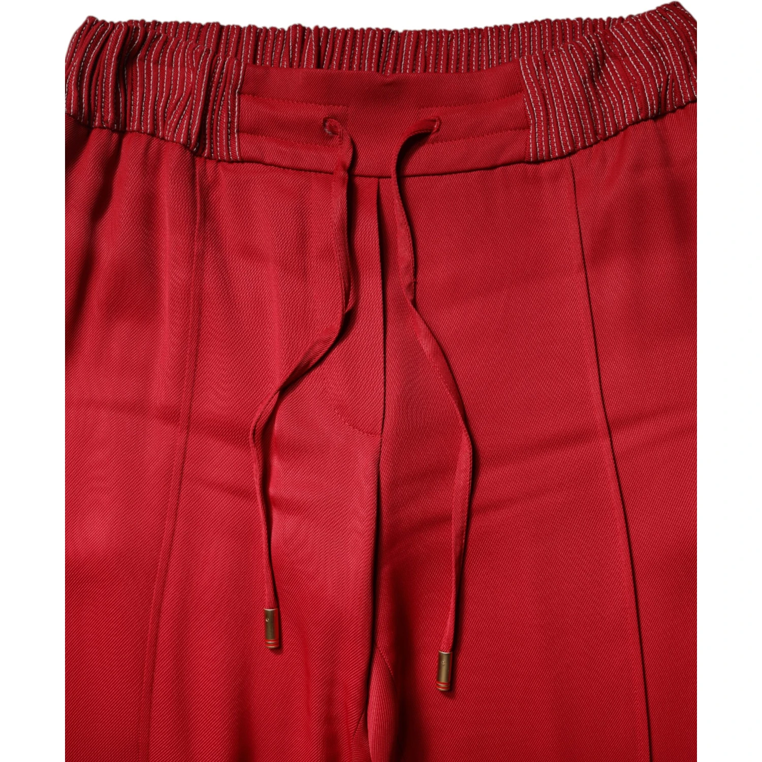 Red Viscose Straight Fit Pants