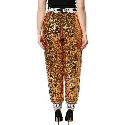Metallic Gold DG Logo Sequined Jogger Pants