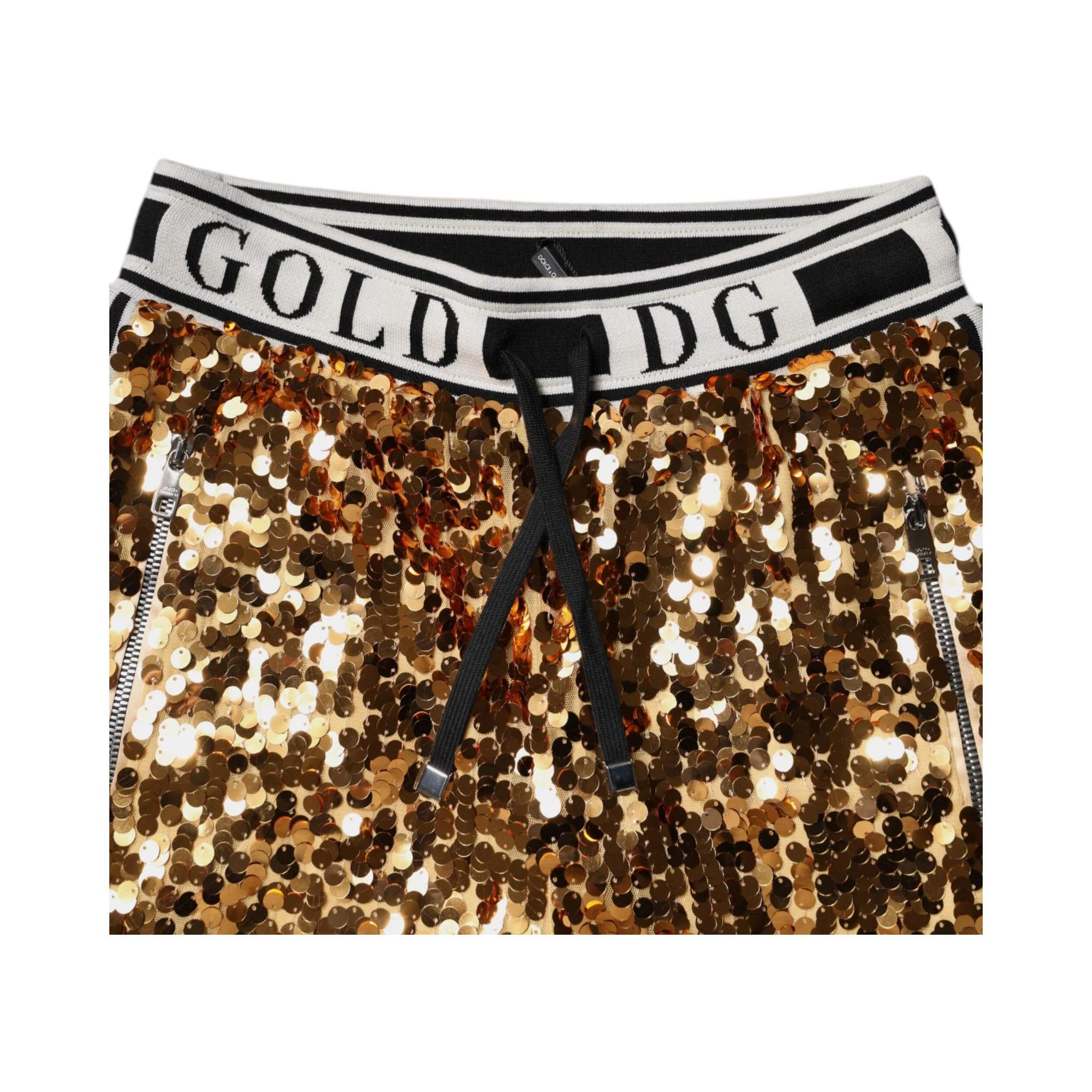 Metallic Gold DG Logo Sequined Jogger Pants