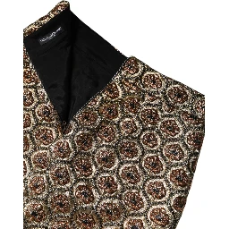 Brown Polyester Brocade A-line Mini Skirt