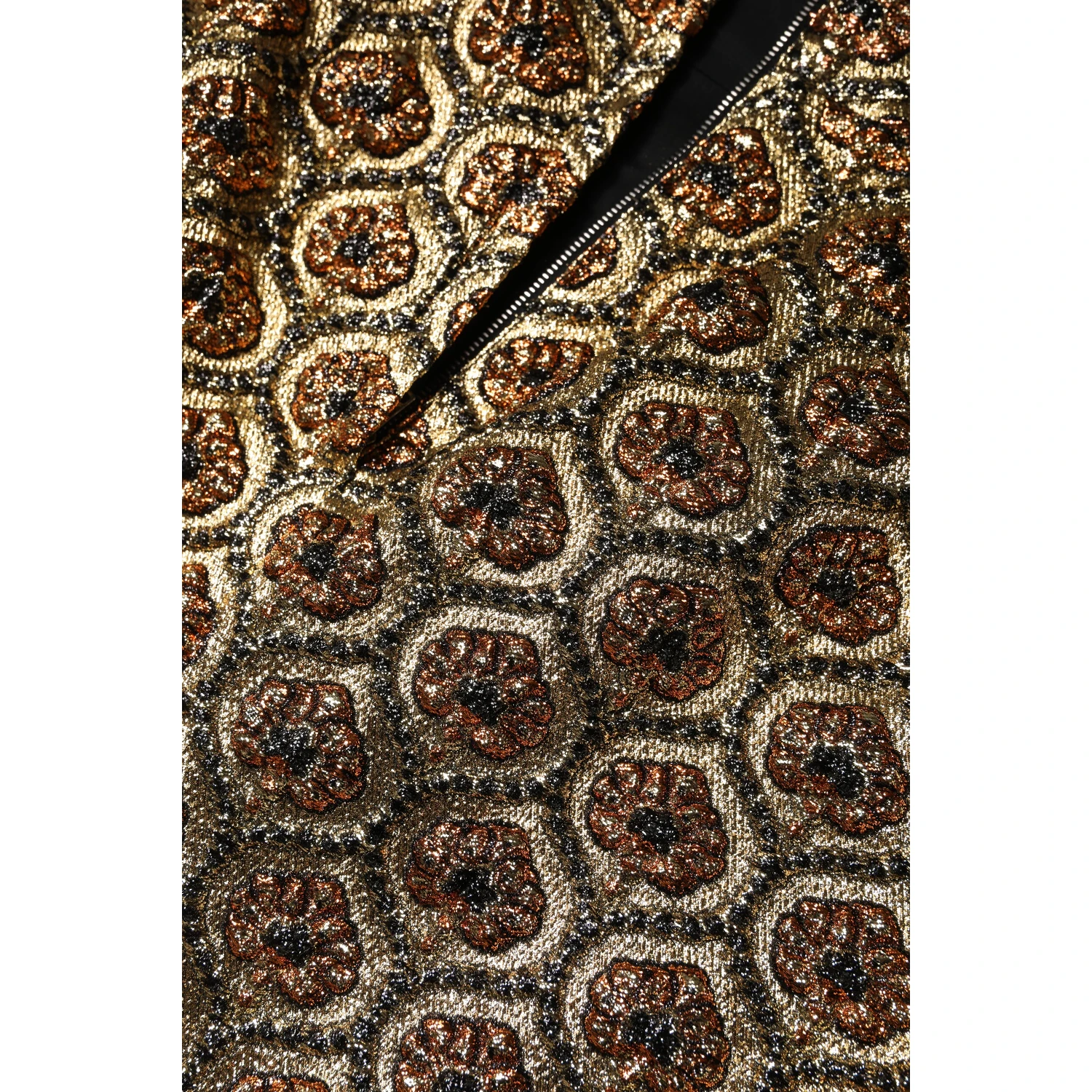 Brown Polyester Brocade A-line Mini Skirt