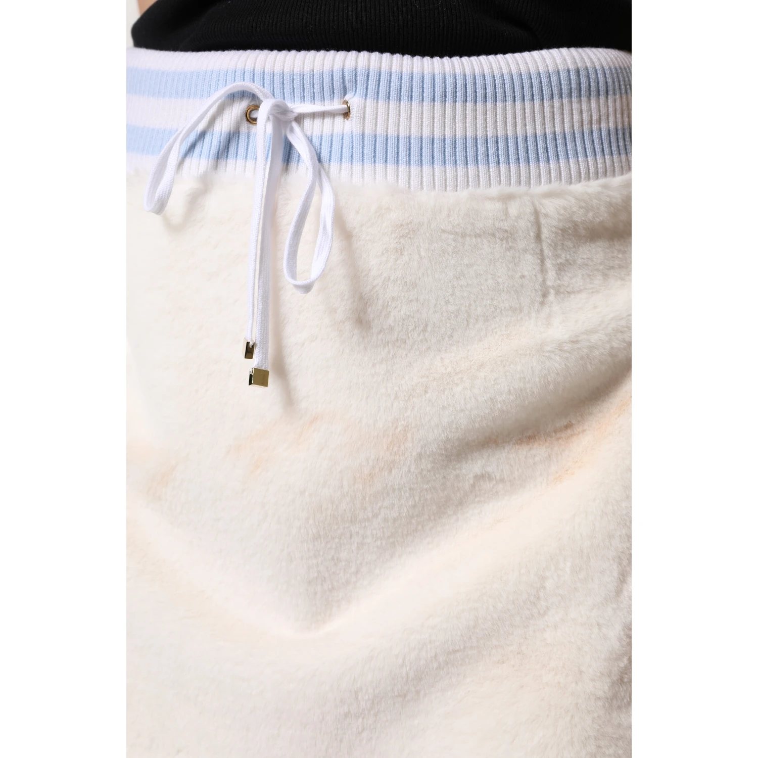 Off White Faux Fur High Waisted Mini Skirt