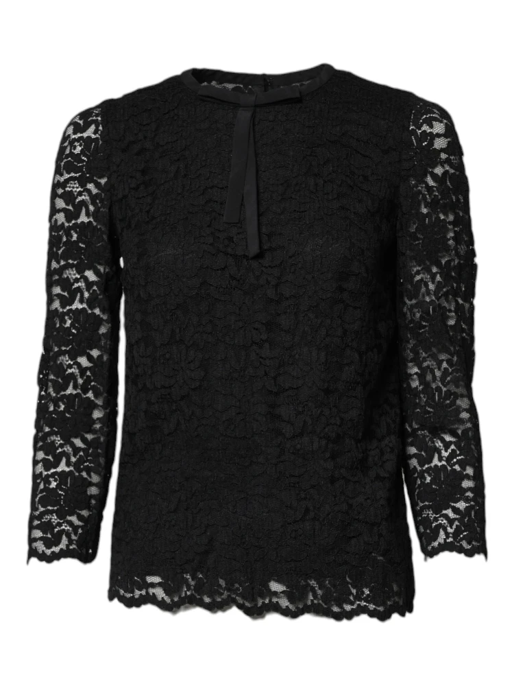 Black Lace STAFF Crew Neck Long Sleeves Top