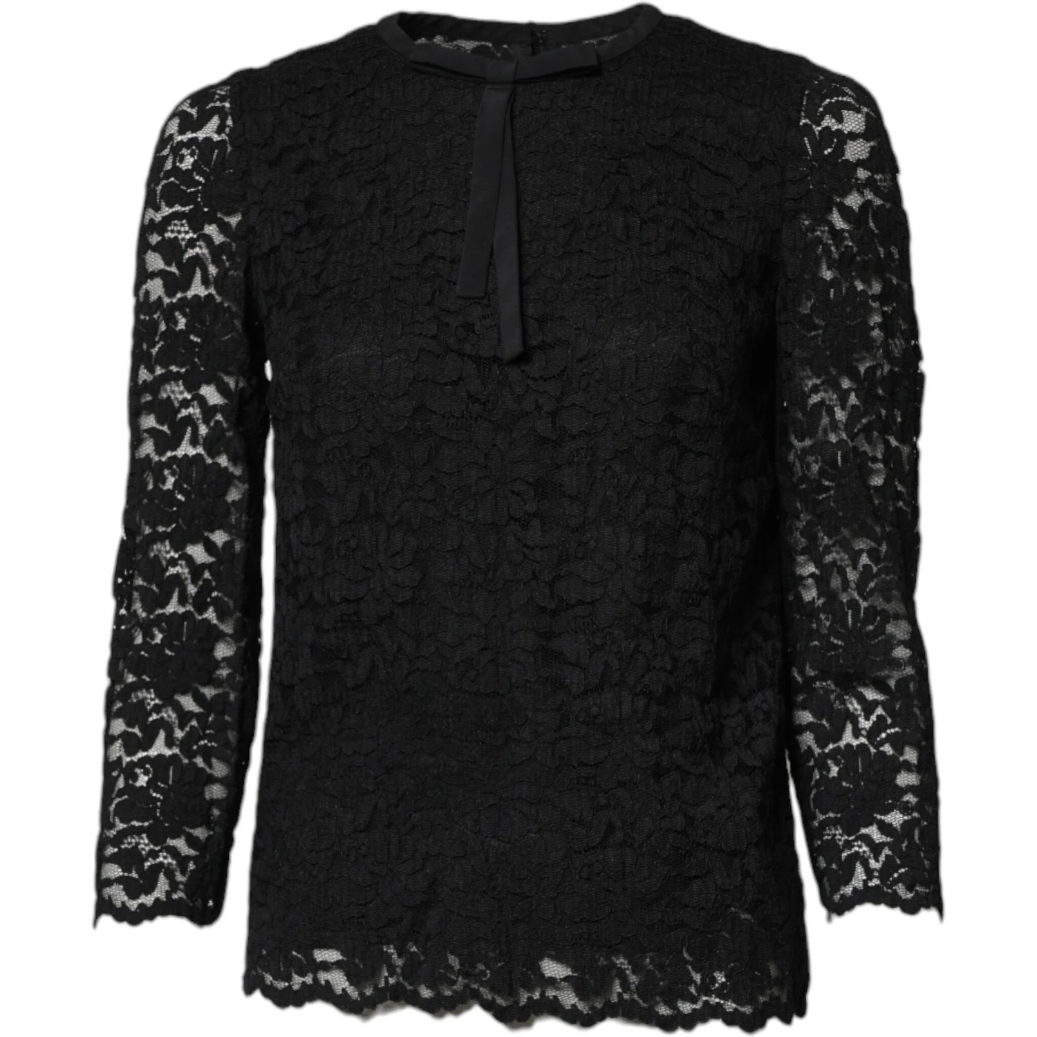 Black Lace STAFF Crew Neck Long Sleeves Top