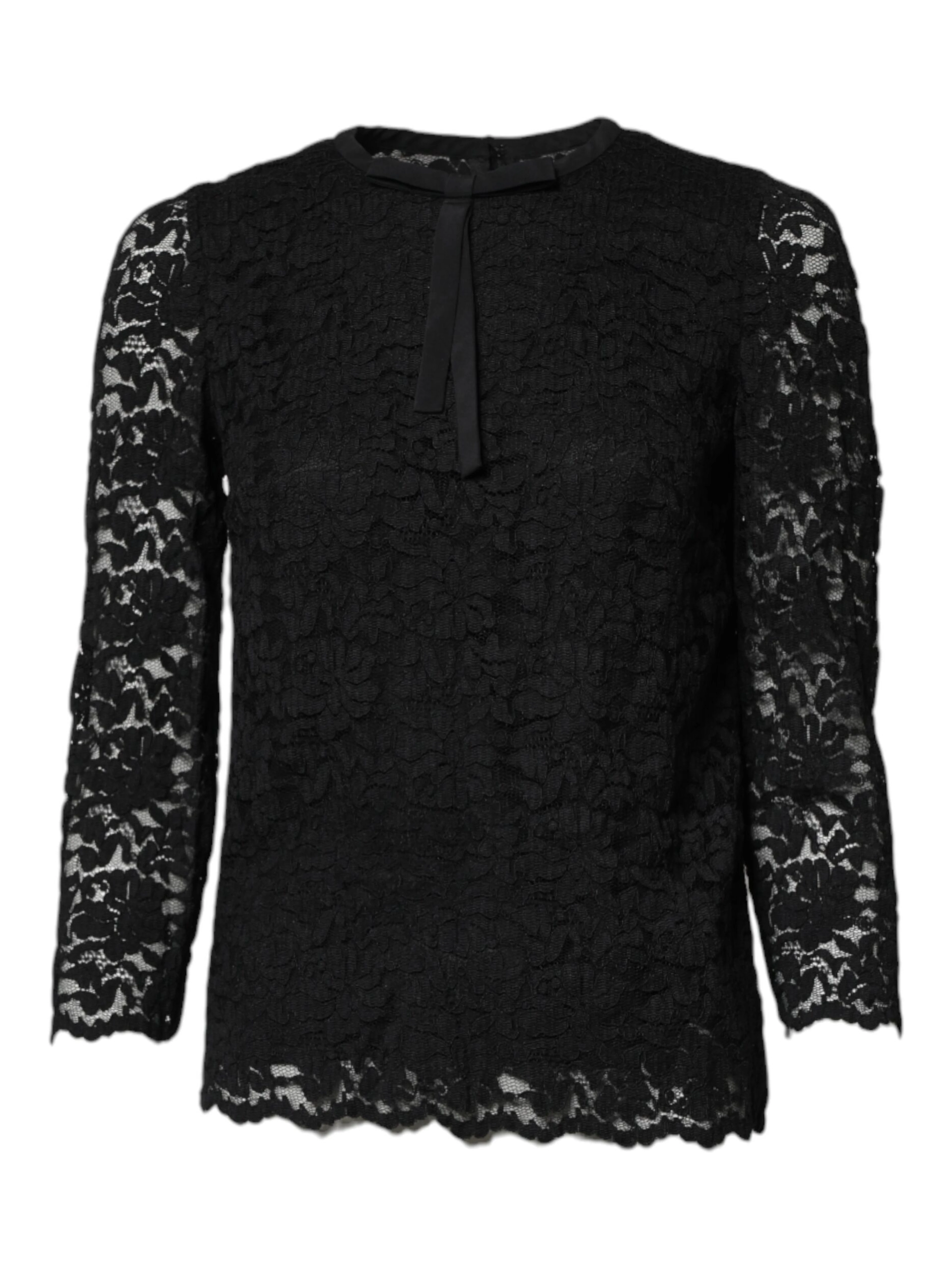 Black Lace STAFF Crew Neck Long Sleeves Top