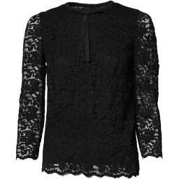 Black Lace STAFF Crew Neck Long Sleeves Top