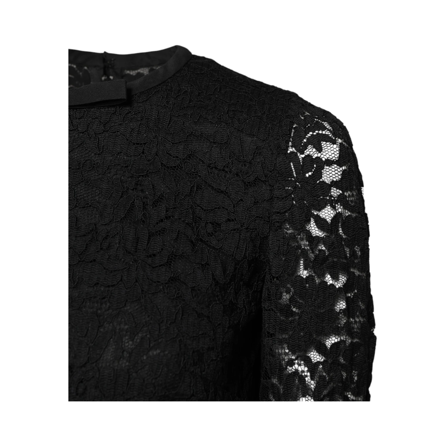Black Lace STAFF Crew Neck Long Sleeves Top