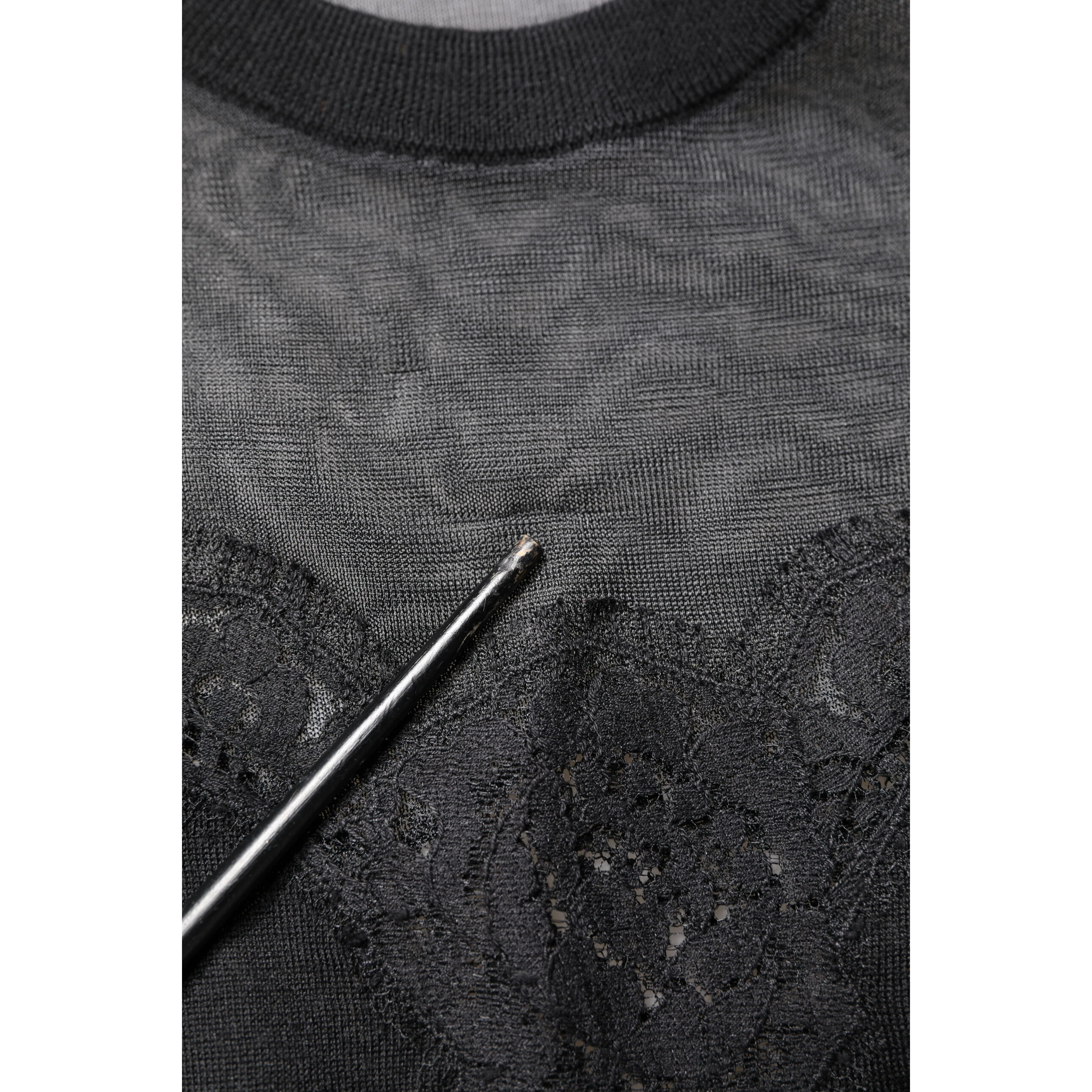 Black Lace Sheer Crew Neck Sleeveless Top