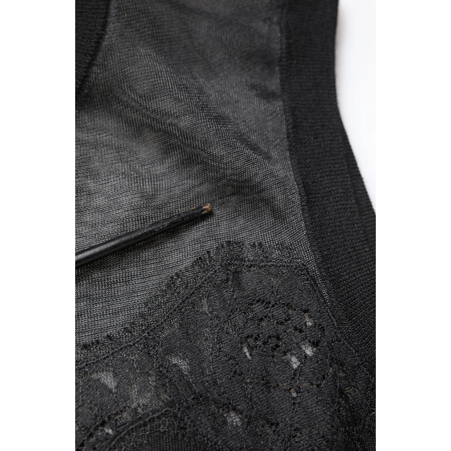 Black Lace Sheer Crew Neck Sleeveless Top