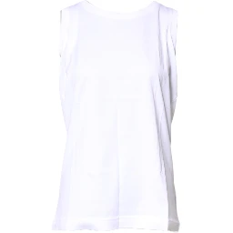White Cotton Sleeveless Crew Neck T-shirt