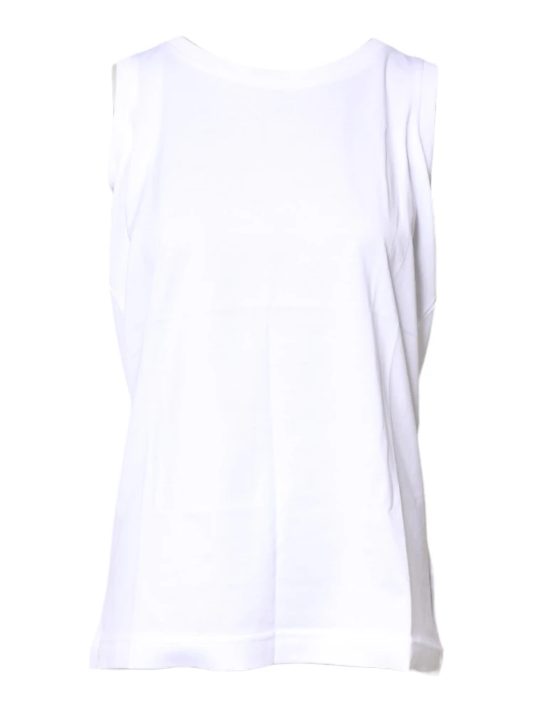 White Cotton Sleeveless Crew Neck T-shirt alternative