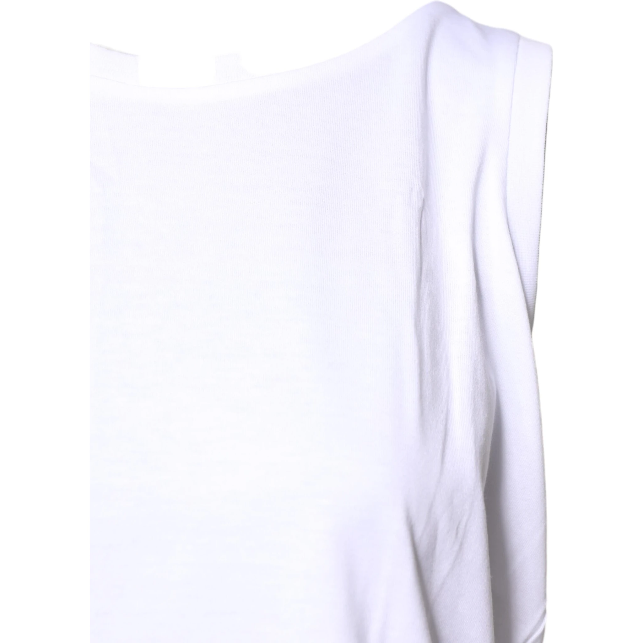 White Cotton Sleeveless Crew Neck T-shirt