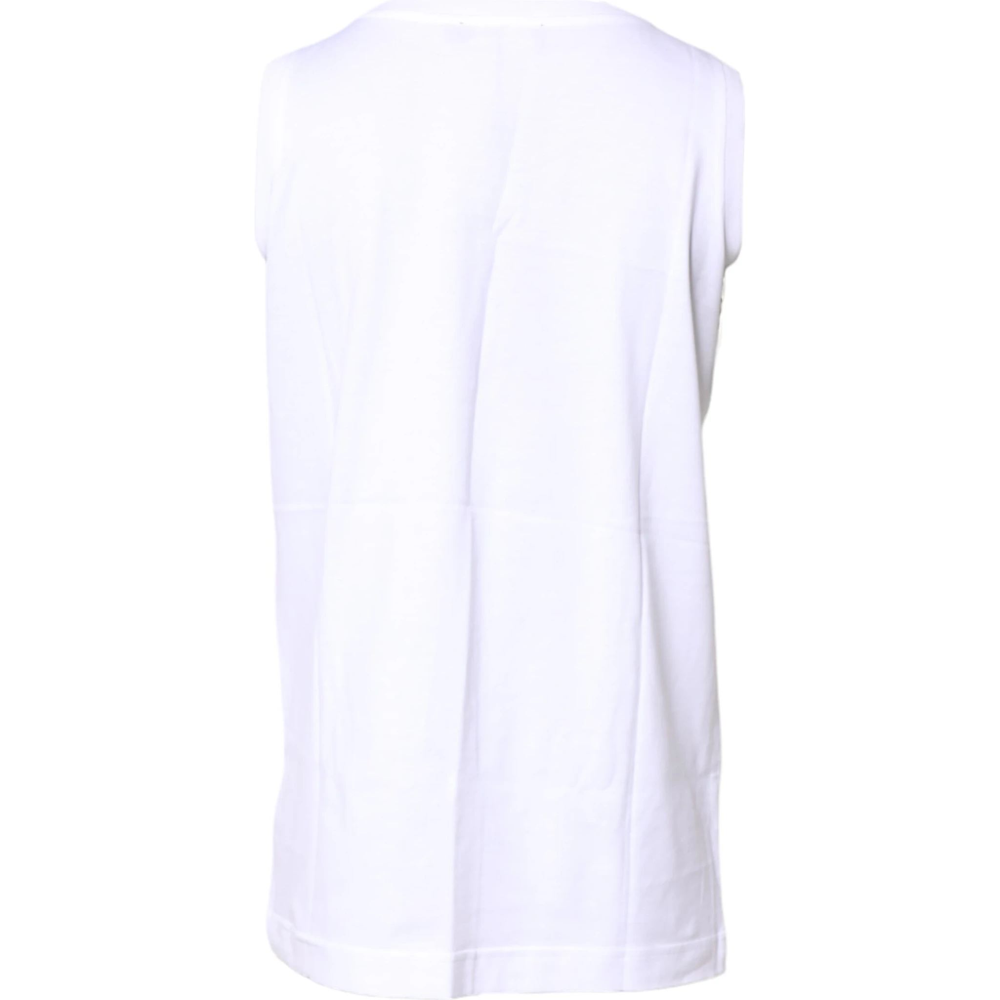 White Cotton Sleeveless Crew Neck T-shirt