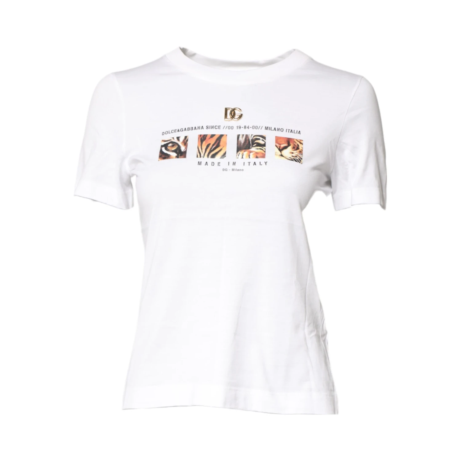 White Cotton Graphic Print Crew Neck T-shirt
