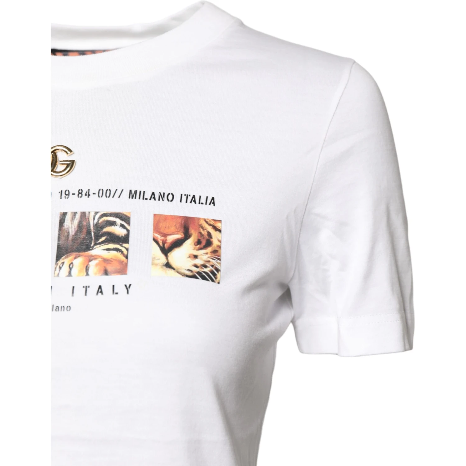 White Cotton Graphic Print Crew Neck T-shirt