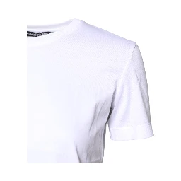 White Cotton Crew Neck Short Sleeves T-shirt