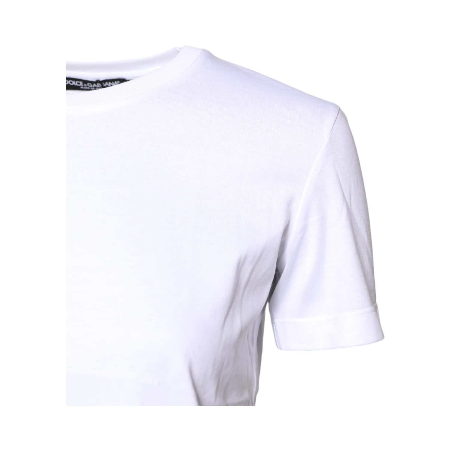 White Cotton Crew Neck Short Sleeves T-shirt