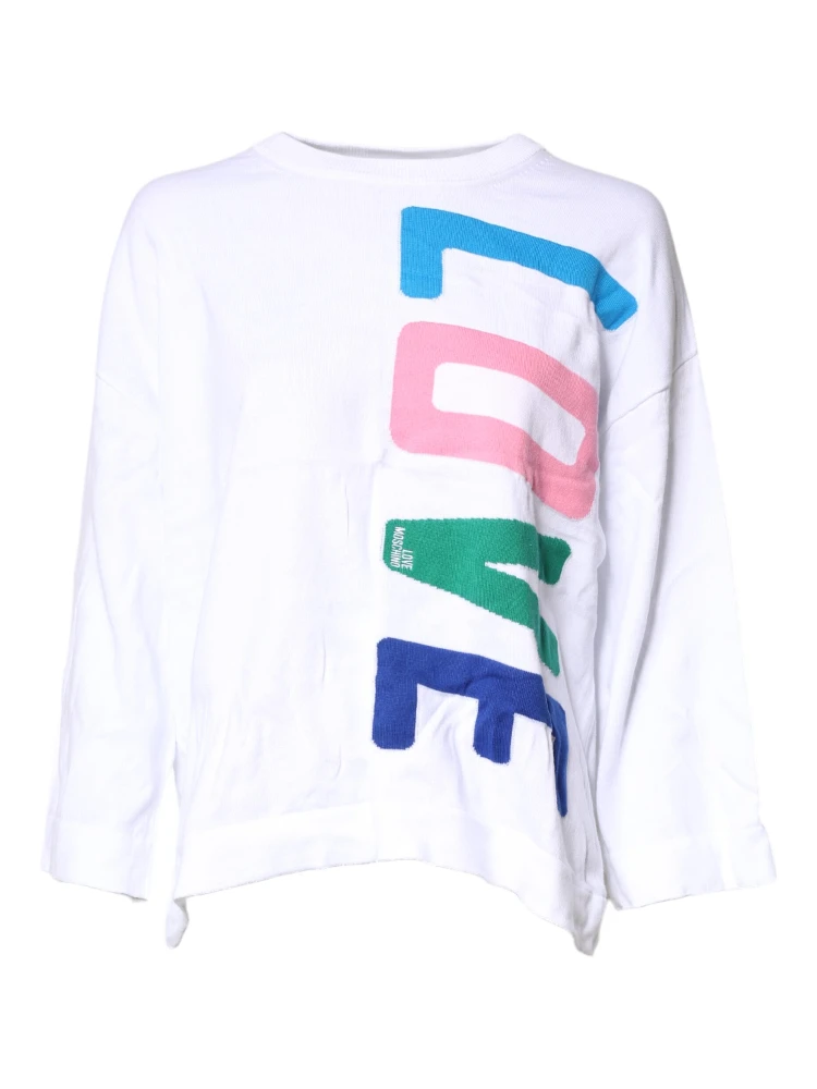 White Graphic Print Cotton Long Sleeves T-shirt