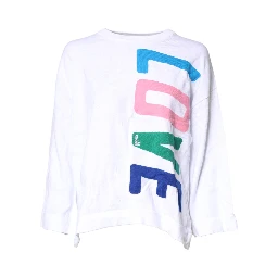 White Graphic Print Cotton Long Sleeves T-shirt