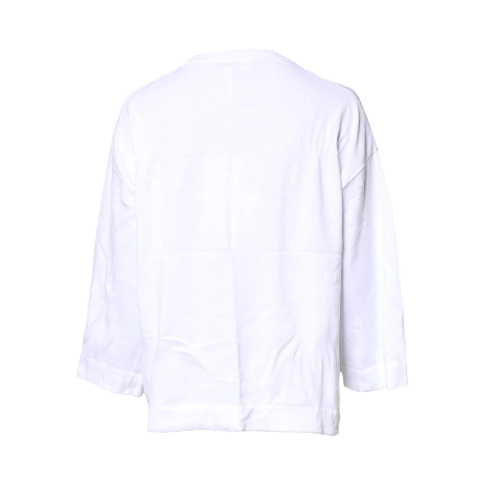 White Graphic Print Cotton Long Sleeves T-shirt