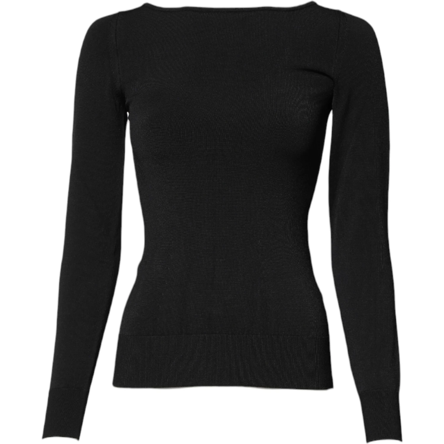 Black Viscose Long Sleeves Pullover Top
