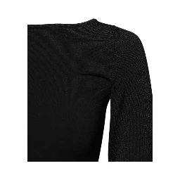 Black Viscose Long Sleeves Pullover Top