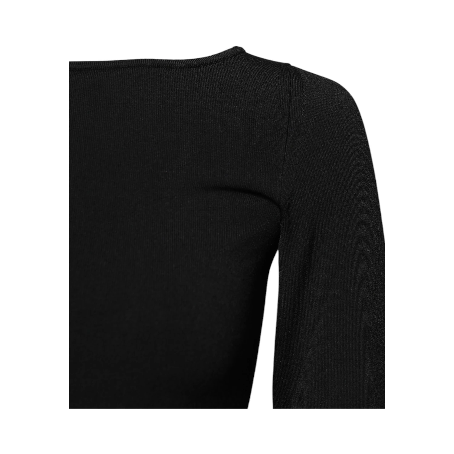 Black Viscose Long Sleeves Pullover Top
