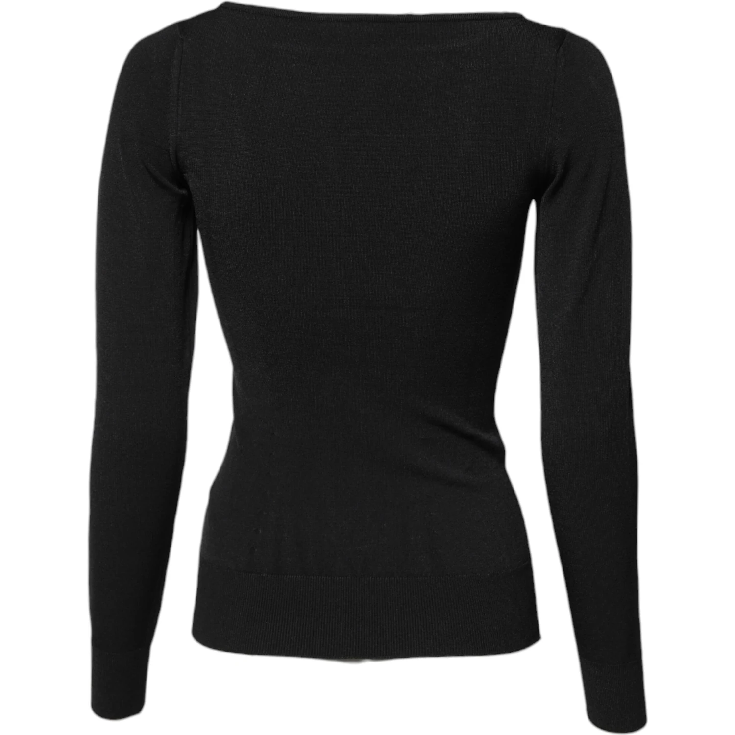 Black Viscose Long Sleeves Pullover Top