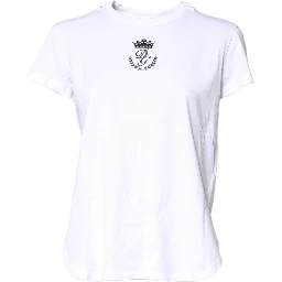 White Logo Crown Cotton Crew Neck T-shirt