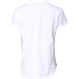 White Logo Crown Cotton Crew Neck T-shirt