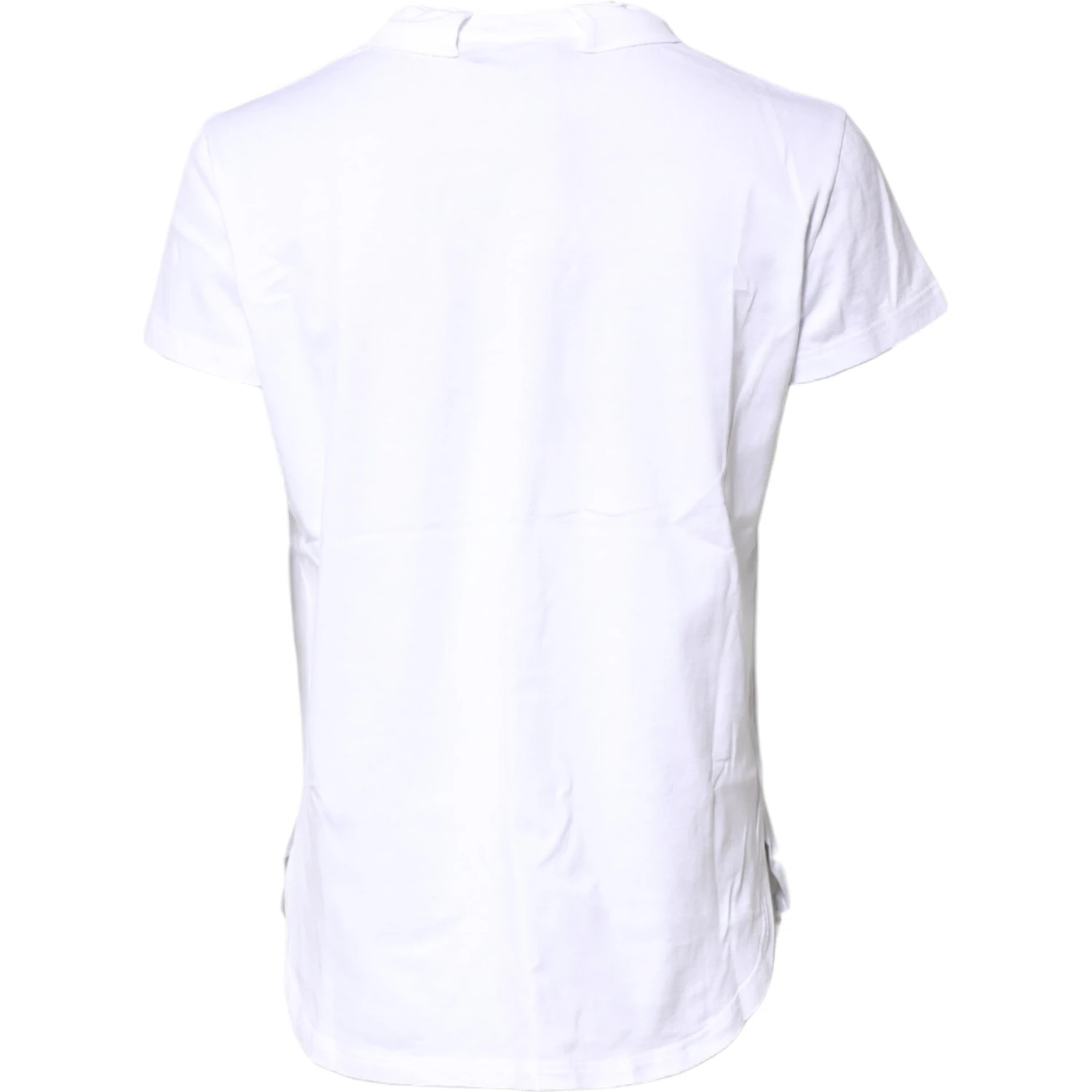 White Logo Crown Cotton Crew Neck T-shirt