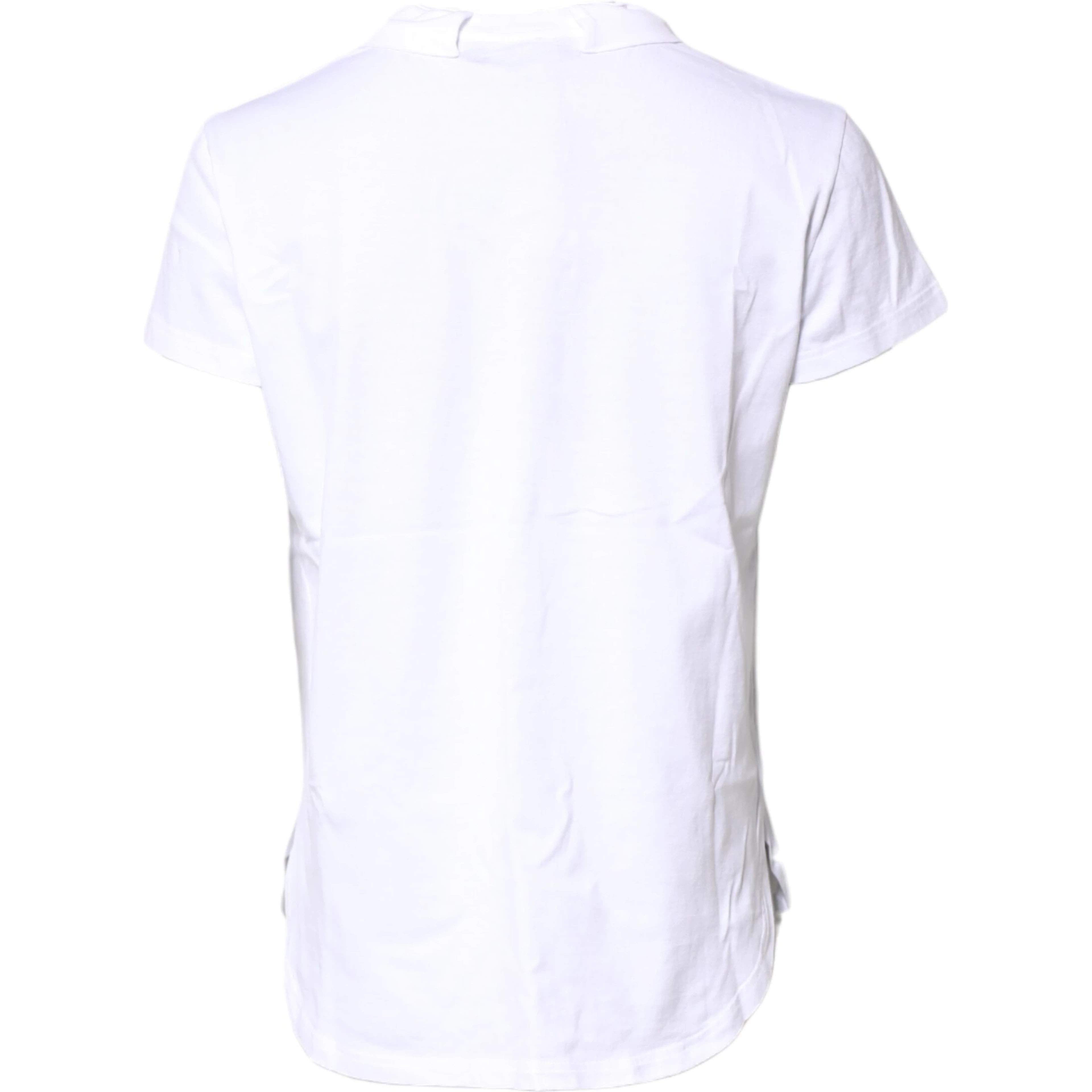 White Logo Crown Cotton Crew Neck T-shirt