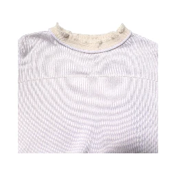 White Viscose Crew Neck Long Sleeves Pullover Sweater