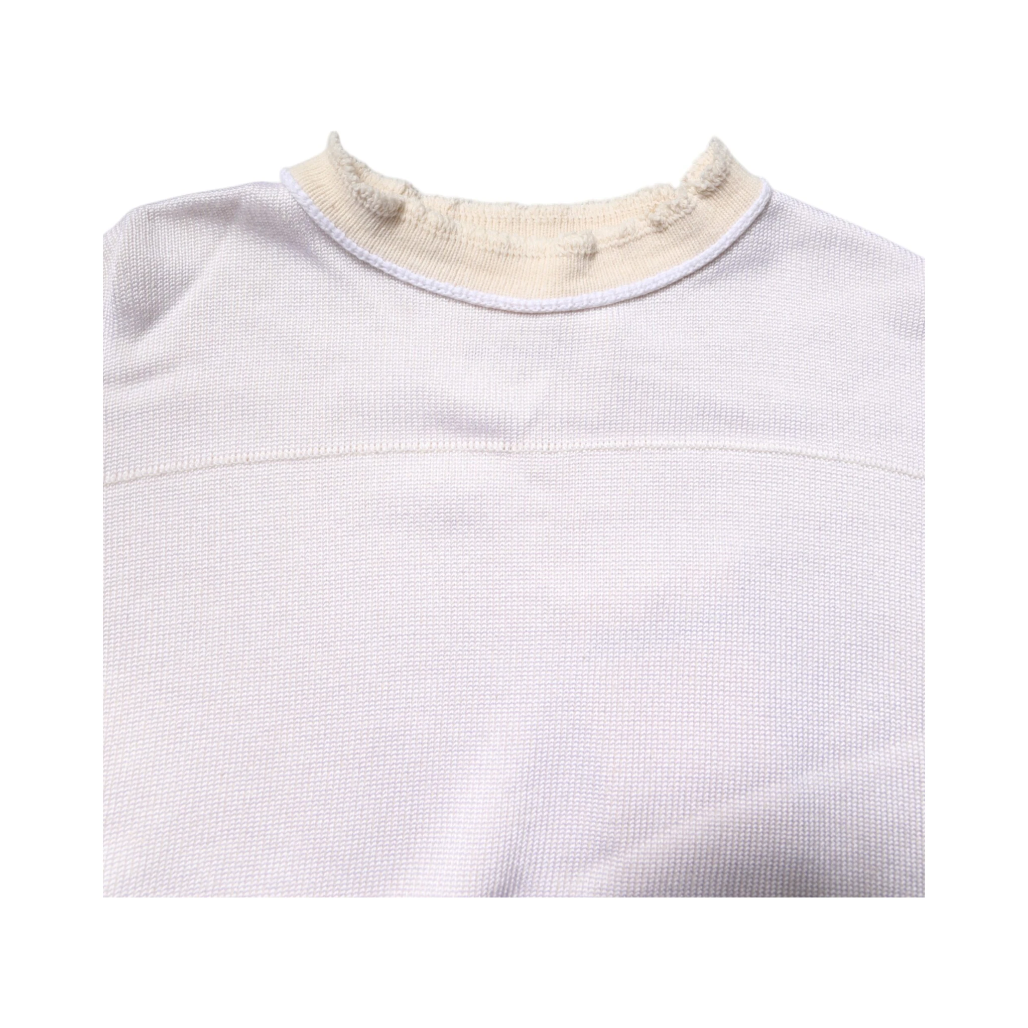 White Viscose Crew Neck Long Sleeves Pullover Sweater
