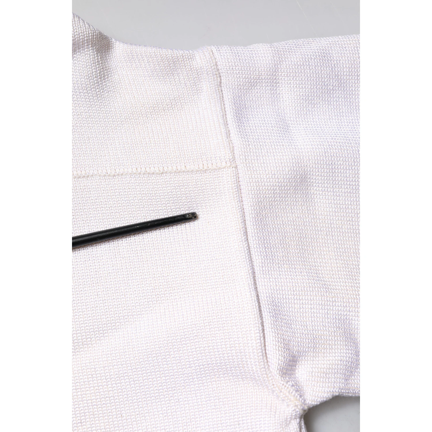 White Viscose Crew Neck Long Sleeves Pullover Sweater