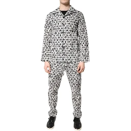 Black White DG Print Cotton Pajama Set Sleepwear