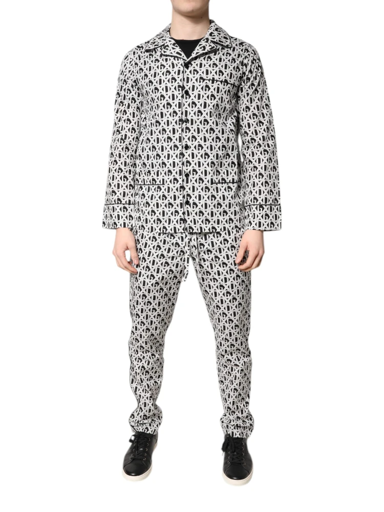 Black White DG Print Cotton Pajama Set Sleepwear alternative
